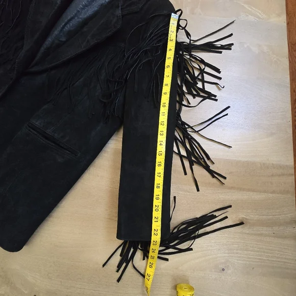 Vintage Adrian Jordan Black Suede Fringe Jacket - Western Boho - Size 14/16 - Picture 6 of 7